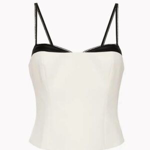 Reformation Melanie Top in Ivory/Black - Size 8 - Excellent Condition